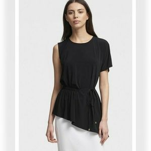 DKNY Asymmetrical Top with Drawstring Waist XSMALL